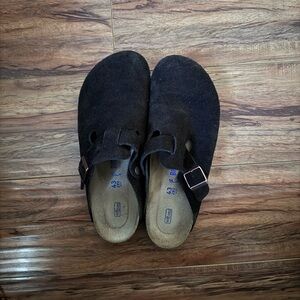 Birkenstock Olive Suede Clogs